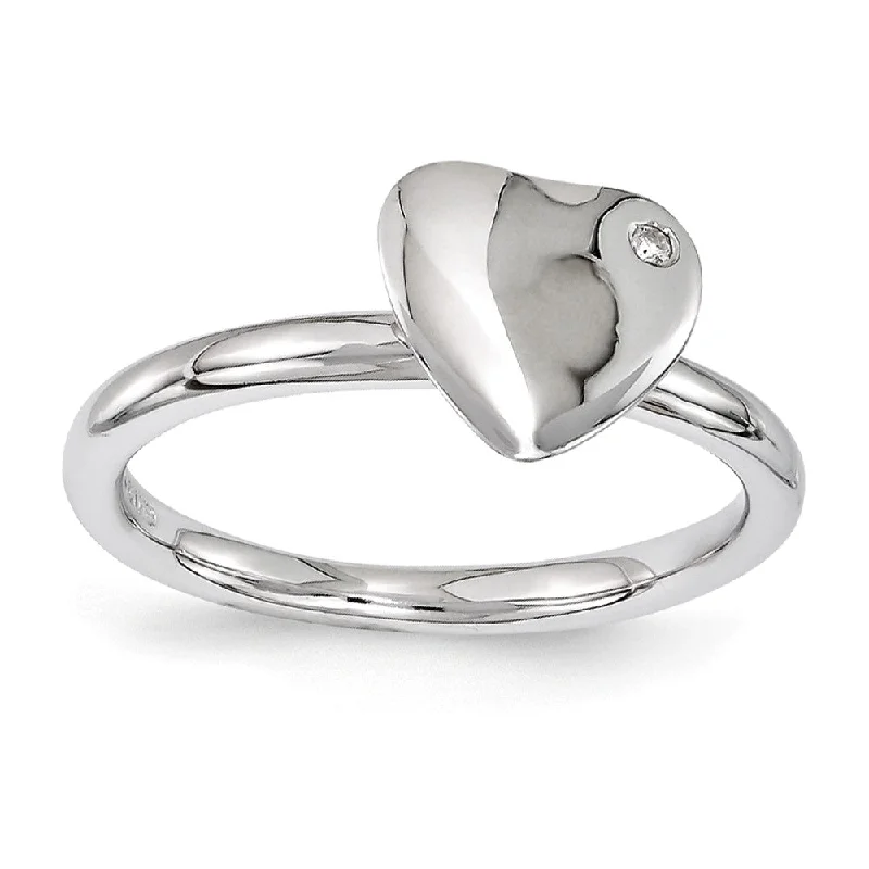 Huge Discounts, Unbeatable Offers Designer Necklace Rhodium Plated Sterling Silver 8mm Heart 1pt I3 H-I Diamond Stack Ring Huge Discounts, Unbeatable Offers Designer Necklace Rhodium Plated Sterling Silver 8mm Heart 1pt I3 H-I Diamond Stack Ring