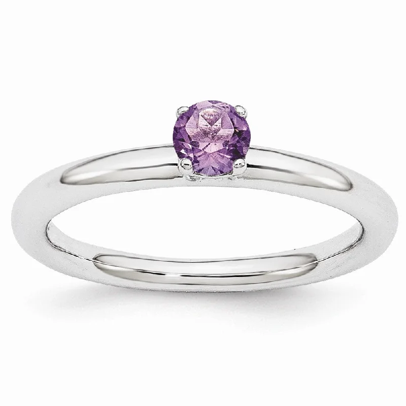 Flash Sale, Grab the Deals Fast Layered Necklace Rhodium Plated Sterling Silver Stackable 4mm Round Amethyst Ring Flash Sale, Grab the Deals Fast Layered Necklace Rhodium Plated Sterling Silver Stackable 4mm Round Amethyst Ring