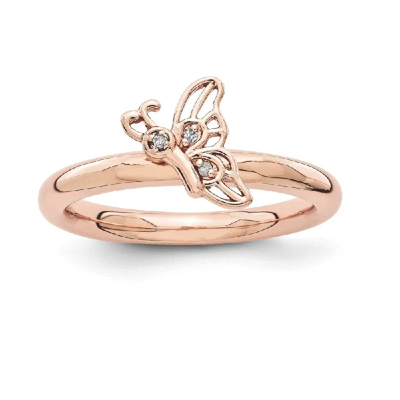 Huge Discounts, Unbeatable Offers Stackable Bracelet Rose Gold Tone Sterling Silver .015 Ctw Diamond Butterfly Stack Ring Huge Discounts, Unbeatable Offers Stackable Bracelet Rose Gold Tone Sterling Silver .015 Ctw Diamond Butterfly Stack Ring