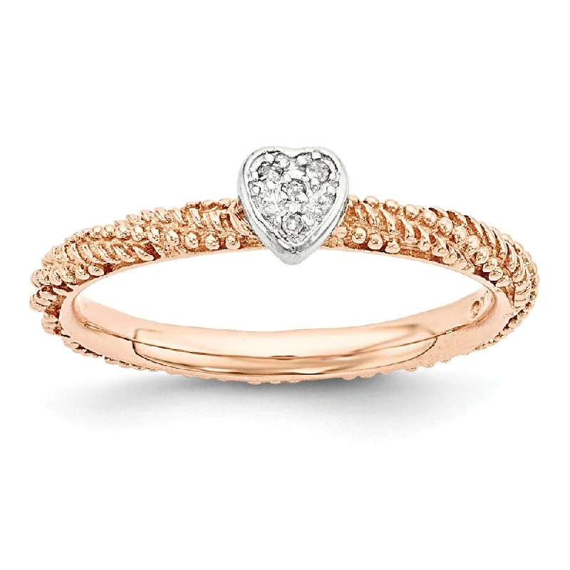 Flash Sale Delicate Necklace Rose Gold Tone Sterling Silver .02 Ctw Diamond 5mm Heart Stackble Ring Flash Sale Delicate Necklace Rose Gold Tone Sterling Silver .02 Ctw Diamond 5mm Heart Stackble Ring