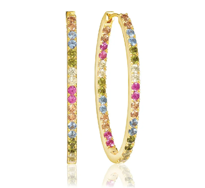 Exclusive Offers for Our Valued Customers Ellisse Medio 18K Gold Plated Hoops w. Colored Zirconias Exclusive Offers for Our Valued Customers Ellisse Medio 18K Gold Plated Hoops w. Colored Zirconias