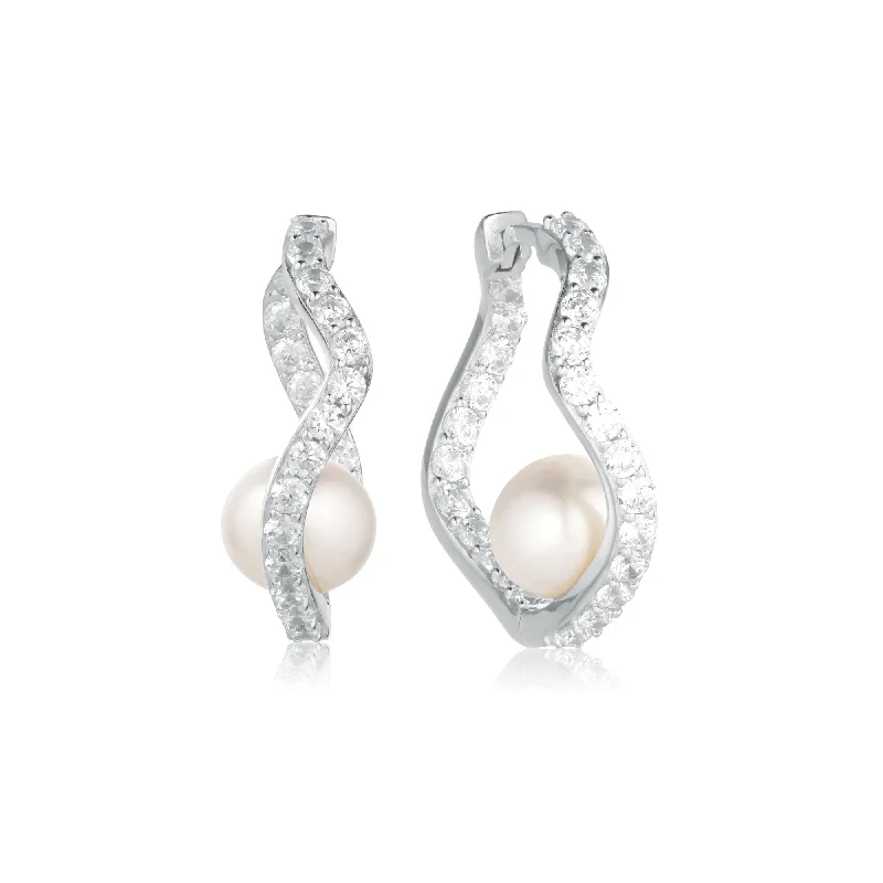 Buy More, Save More Ponza Silver Hoops w. Zirconias & Pearl