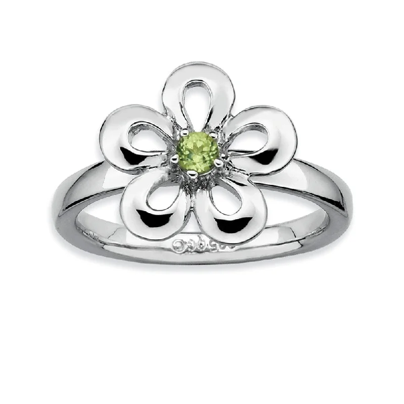 Black Friday - Style Deals All Week Long Engagement Ring Silver Stackable 13mm .12 Carat Peridot Flower Ring Black Friday - Style Deals All Week Long Engagement Ring Silver Stackable 13mm .12 Carat Peridot Flower Ring