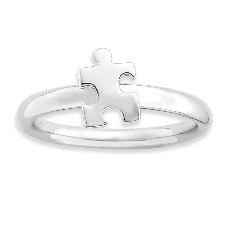 Season - End Clearance Statement Necklace Silver Stackable Puzzle Piece Awareness Ring Season - End Clearance Statement Necklace Silver Stackable Puzzle Piece Awareness Ring