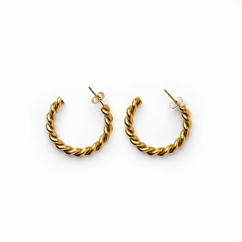 Black Friday - Style Deals All Week Long Diamond Ring Sofia Twist Rope Hoop Earrings 18K Gold Plated - Gold Black Friday - Style Deals All Week Long Diamond Ring Sofia Twist Rope Hoop Earrings 18K Gold Plated - Gold