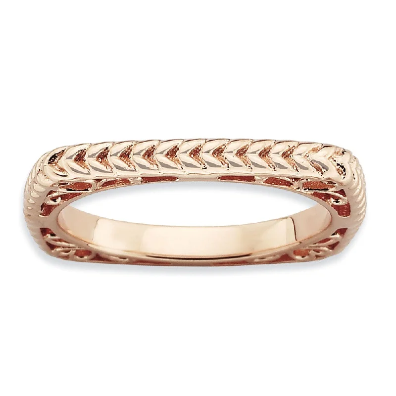 Clearance Sale Charm Bracelet Stackable 14K Rose Gold Plated Silver Square Wheat Band Clearance Sale Charm Bracelet Stackable 14K Rose Gold Plated Silver Square Wheat Band