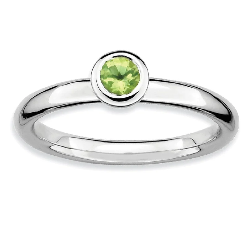 Exclusive Members - Only Sale Minimalist Ring Stackable Low Profile 4mm Peridot Silver Ring Exclusive Members - Only Sale Minimalist Ring Stackable Low Profile 4mm Peridot Silver Ring