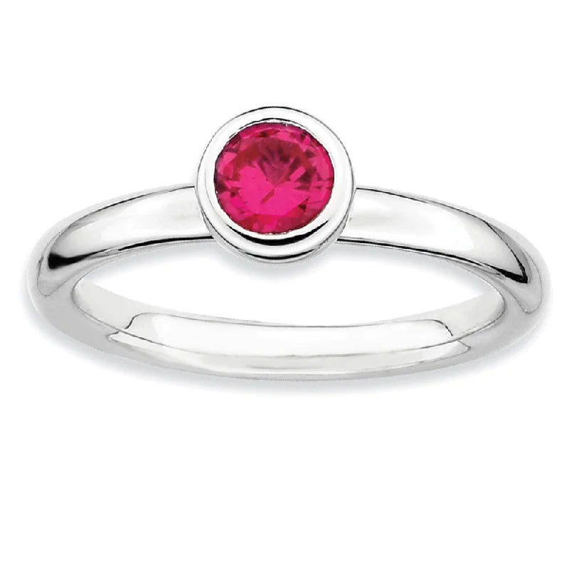 Limited Time, Unlimited Deals Birthstone Jewelry Stackable Low Profile 5mm Created Ruby Sterling Silver Ring Limited Time, Unlimited Deals Birthstone Jewelry Stackable Low Profile 5mm Created Ruby Sterling Silver Ring