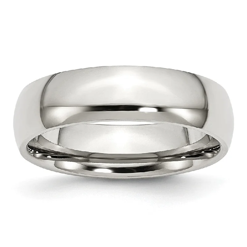 New Arrivals Birthstone Jewelry Stainless Steel Domed 6mm Polished Comfort Fit Band