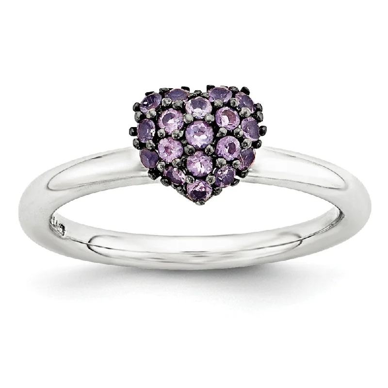 Don't Miss Your Chance Heart Locket Sterling Silver Amethyst Cluster Stackable Expressions 8mm Heart Ring Don't Miss Your Chance Heart Locket Sterling Silver Amethyst Cluster Stackable Expressions 8mm Heart Ring