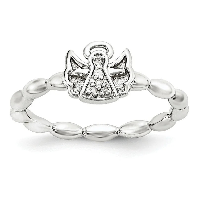 Be the First to Rock the Latest Trends Elegant Earrings Sterling Silver Stackable .025ctw I3 H-I Diamond 7mm Angel Ring Be the First to Rock the Latest Trends Elegant Earrings Sterling Silver Stackable .025ctw I3 H-I Diamond 7mm Angel Ring