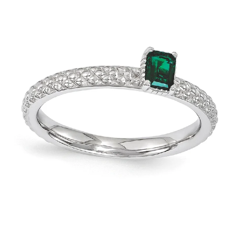 Flash Sale Diamond Studs Sterling Silver Stackable Created Emerald Octagon Solitaire Ring Flash Sale Diamond Studs Sterling Silver Stackable Created Emerald Octagon Solitaire Ring