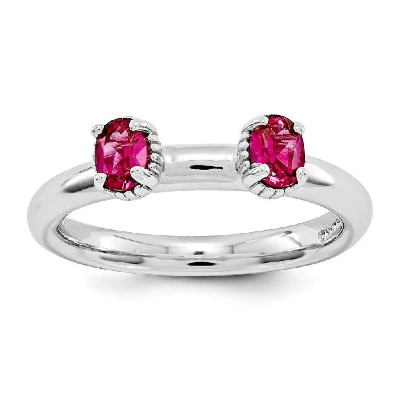 Clearance Sale Bold Earrings Sterling Silver Stackable Created Ruby Oval Two Stone Ring Clearance Sale Bold Earrings Sterling Silver Stackable Created Ruby Oval Two Stone Ring