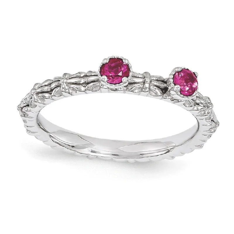 Limited Time, Unlimited Deals Beautiful Jewelry Sterling Silver Stackable Created Ruby Round Two Stone Ring Limited Time, Unlimited Deals Beautiful Jewelry Sterling Silver Stackable Created Ruby Round Two Stone Ring