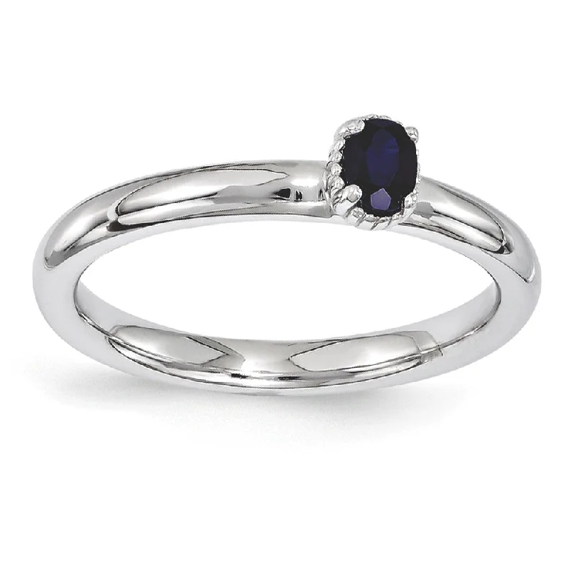 Exclusive Members - Only Sale Precious Jewelry Sterling Silver Stackable Created Sapphire Oval Single Stone Ring Exclusive Members - Only Sale Precious Jewelry Sterling Silver Stackable Created Sapphire Oval Single Stone Ring