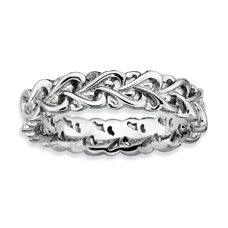 Limited - Time Offer Silver Bracelet Sterling Silver Stackable Heart 4.5mm intertwined Heart Band Limited - Time Offer Silver Bracelet Sterling Silver Stackable Heart 4.5mm intertwined Heart Band