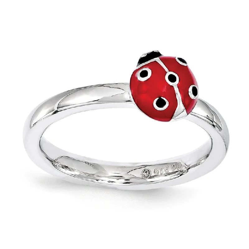 Clearance Sale, Steal Great Bargains Vintage Earrings Sterling Silver Stackable Red & Black Enamel 8mm Ladybug Ring Clearance Sale, Steal Great Bargains Vintage Earrings Sterling Silver Stackable Red & Black Enamel 8mm Ladybug Ring