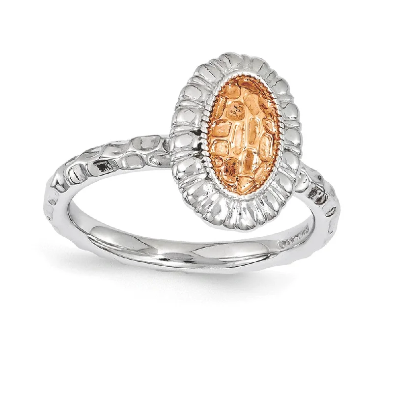 Buy More, Save More Bridal Earrings Sterling Silver Stackable Rhodium & Rose Gold Tone 12mm Oval Ring Buy More, Save More Bridal Earrings Sterling Silver Stackable Rhodium & Rose Gold Tone 12mm Oval Ring