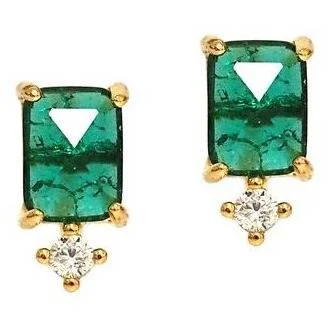 Limited - Time Offer Stylish Bracelet TAI Emerald Stone Earrings with CZ Drop