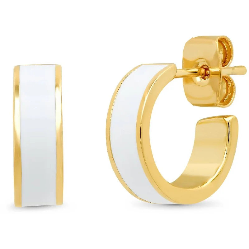 Shop Comfortably at Home Gold Chain TAI Gold and Enamel Huggie Post Earrings