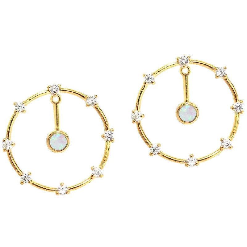 Don't Miss Your Chance Personalized Jewelry TAI GOLD CIRCLE CZ WITH OPAL CENTER