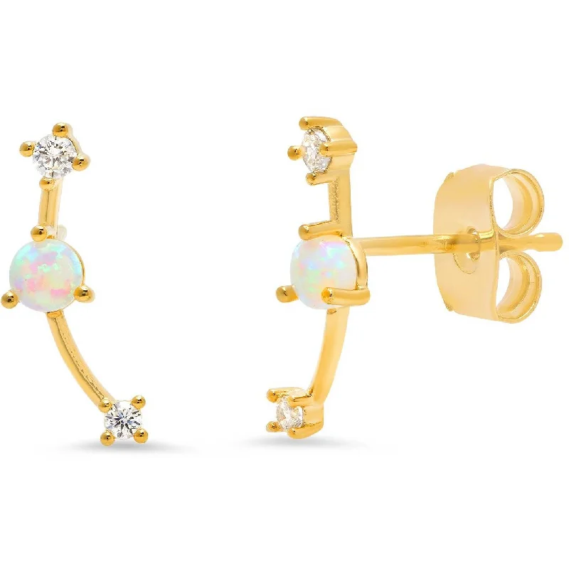 Big Savings, Big Smiles Adjustable Ring TAI Opal Ear Climber with CZ Accents