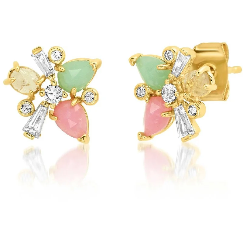 Shop Now, Save Big Bucks White Gold Necklace TAI PASTEL CLUSTER STUDS