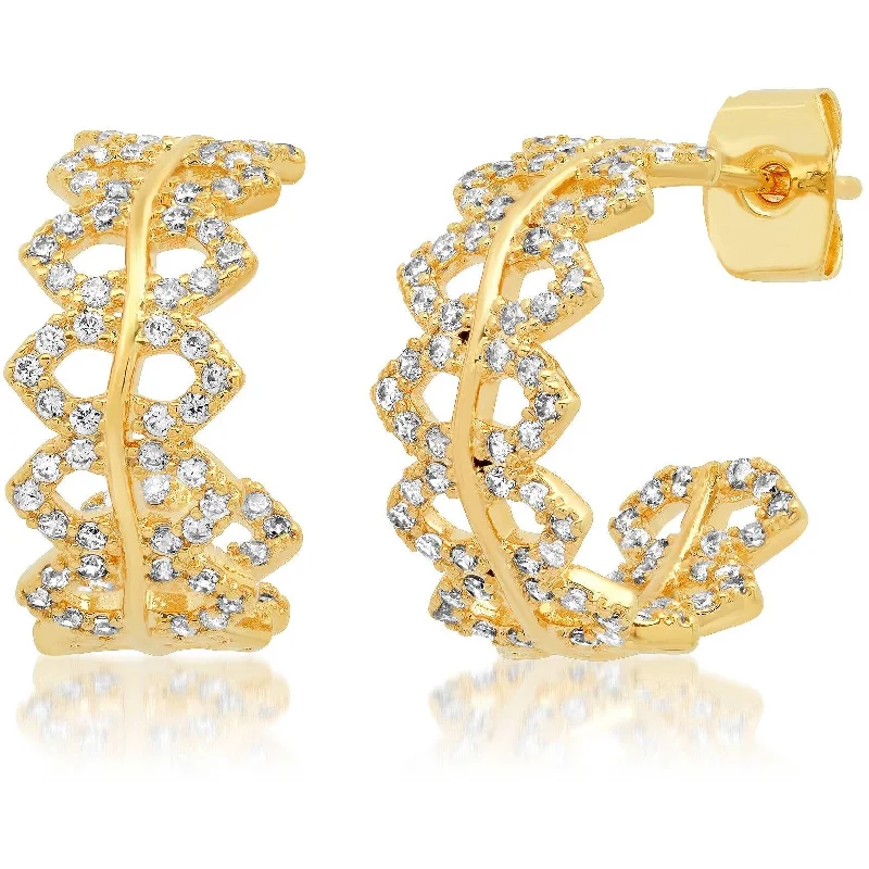 Be the First to Rock the Latest Trends Designer Jewelry TAI PAVE TRIANGLE CZ HOOPS