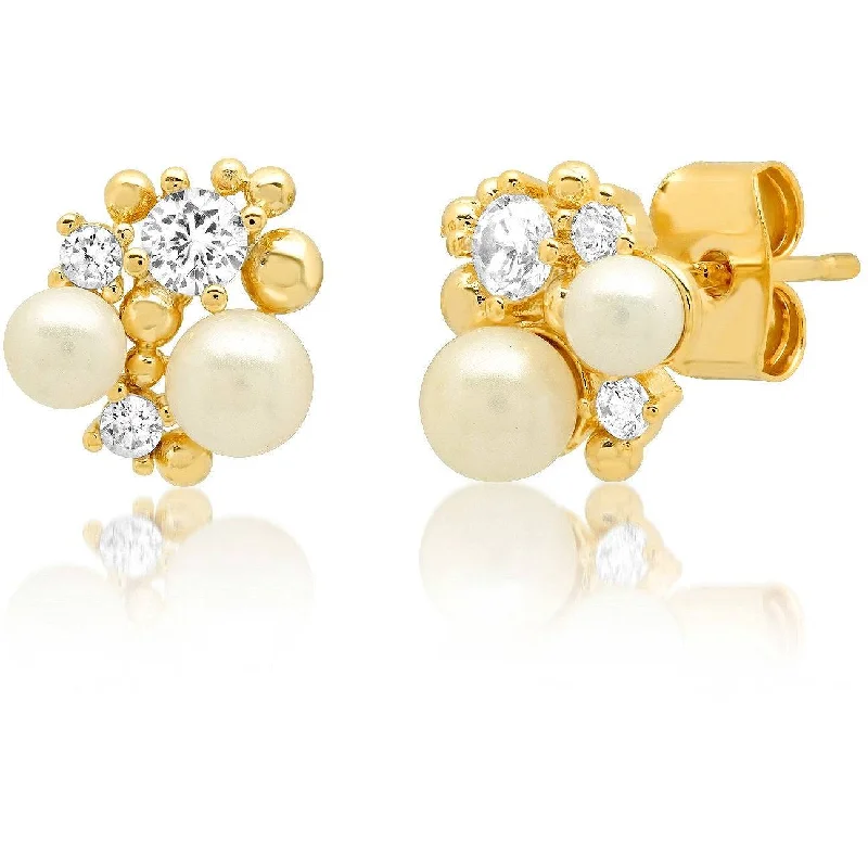 Big Savings, Big Smiles Choker Necklace TAI PEARL AND CZ CLUSTER STUD EARRINGS