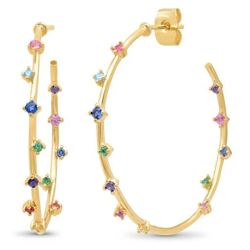 New Arrivals Zirconia Ring TAI Rainbow Hoop Earrings