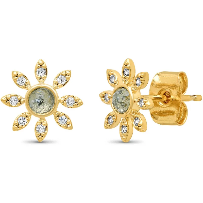 Don't Miss Your Chance Sterling Silver TAI ROCK CRYSTAL FLOWER STUD EARRINGS