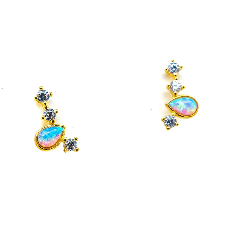 Season - End Clearance Bold Jewelry TAI Teardrop Opal and CZ Stud Crawler