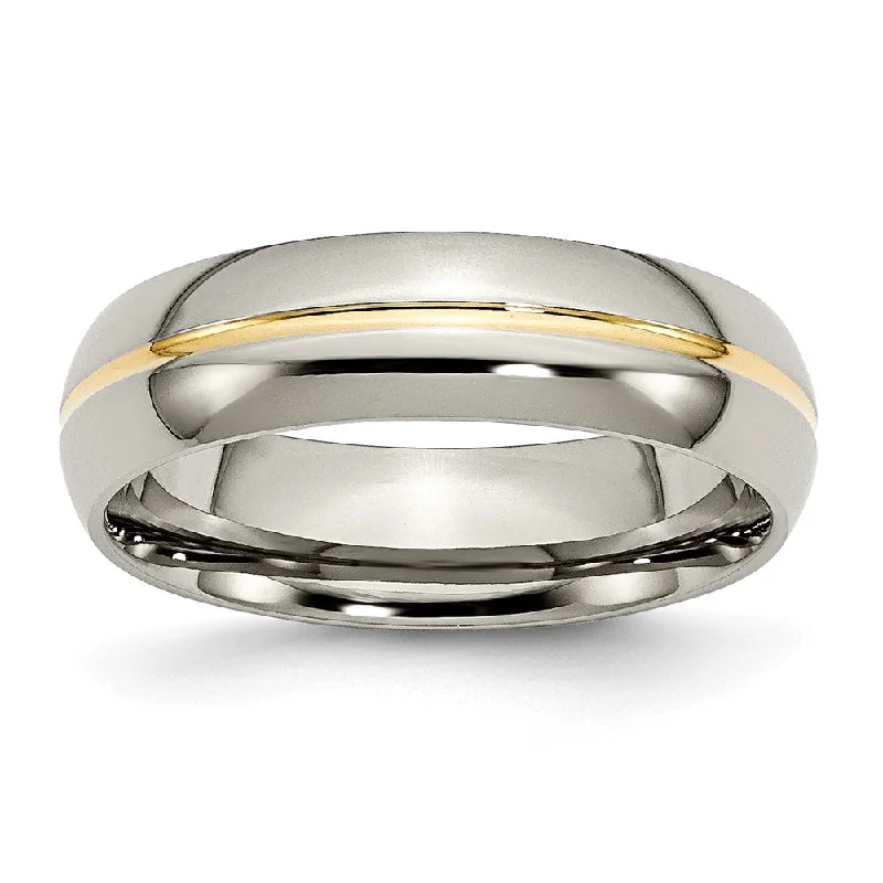 Unbeatable Savings Await Art Deco Necklace Titanium and Gold Tone, 6mm Grooved Unisex Comfort Fit Band
