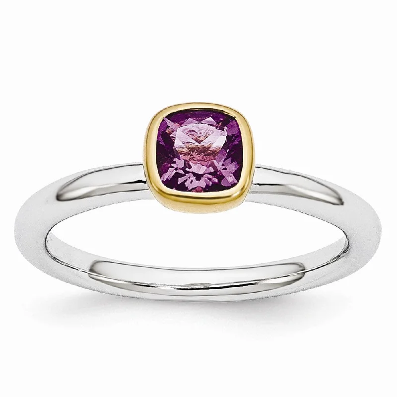 Limited Time, Unlimited Deals Fashionable Earrings Two Tone Sterling Silver Stackable 5mm Cushion Amethyst Ring Limited Time, Unlimited Deals Fashionable Earrings Two Tone Sterling Silver Stackable 5mm Cushion Amethyst Ring