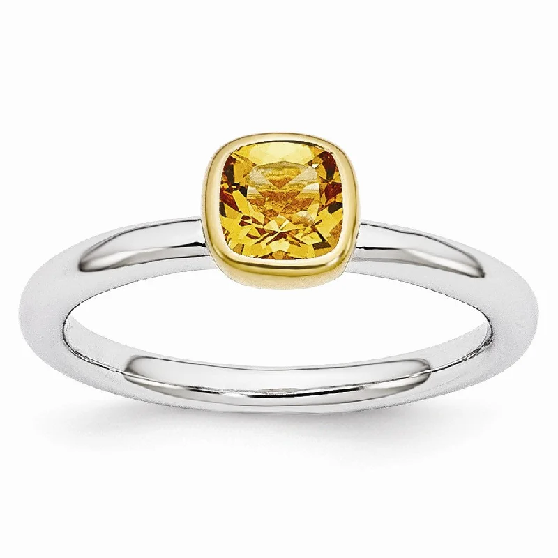 Clearance Sale, Steal Great Bargains Silver Hoop Earrings Two Tone Sterling Silver Stackable 5mm Cushion Citrine Ring Clearance Sale, Steal Great Bargains Silver Hoop Earrings Two Tone Sterling Silver Stackable 5mm Cushion Citrine Ring