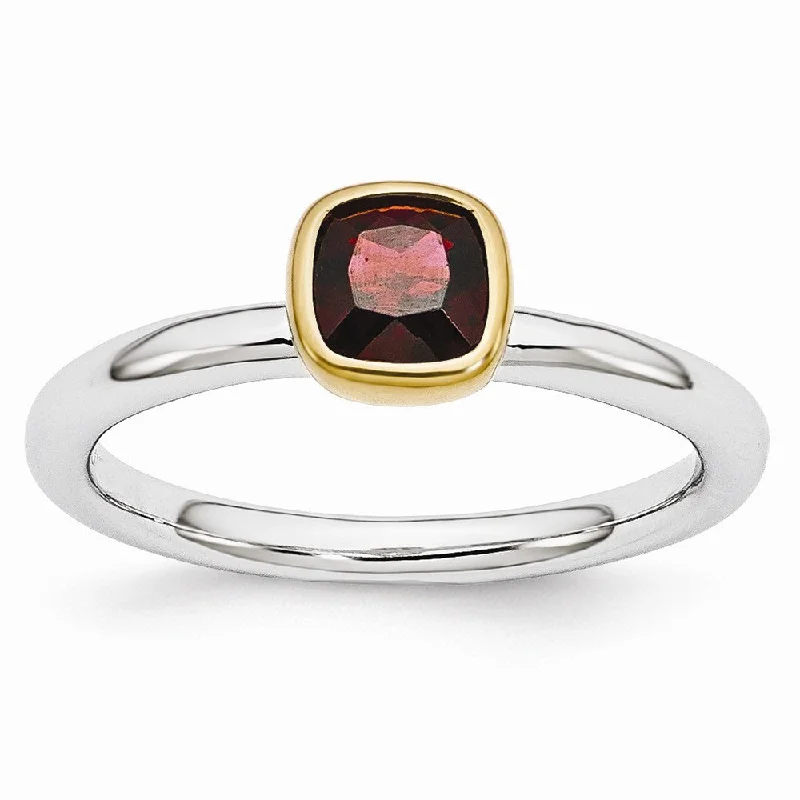 Limited - Edition Collections Now on Sale Classic Pendant Two Tone Sterling Silver Stackable 5mm Cushion Garnet Ring Limited - Edition Collections Now on Sale Classic Pendant Two Tone Sterling Silver Stackable 5mm Cushion Garnet Ring