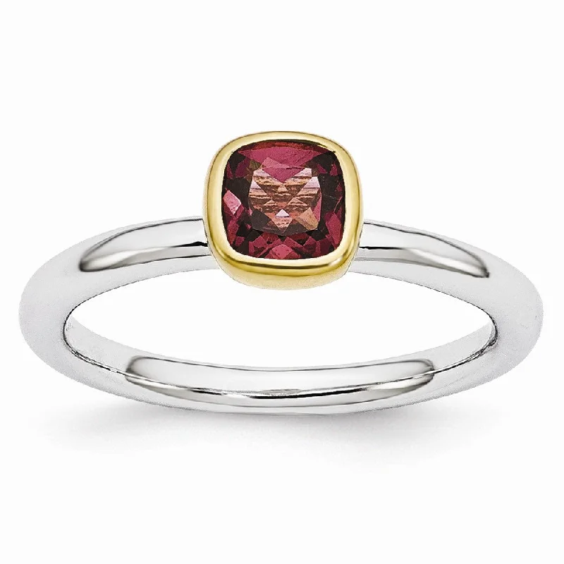 Big Savings, Big Smiles Dainty Necklace Two Tone Sterling Silver Stackable 5mm Cushion Tourmaline Ring Big Savings, Big Smiles Dainty Necklace Two Tone Sterling Silver Stackable 5mm Cushion Tourmaline Ring