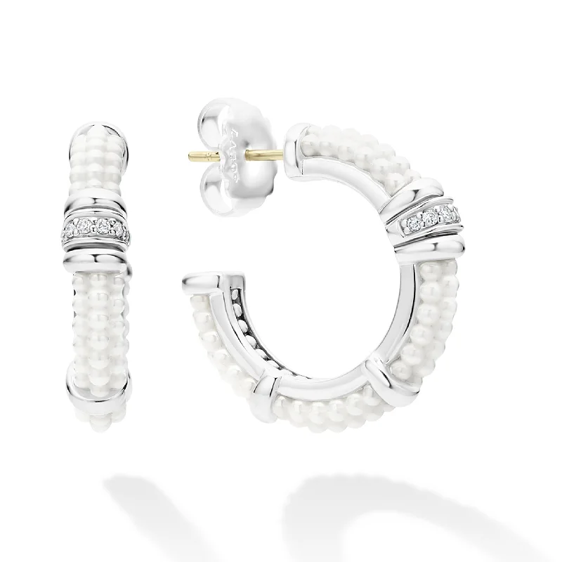 Massive Clearance Sale Classic Stud Earrings White Caviar Ceramic and Diamond Hoop Earrings
