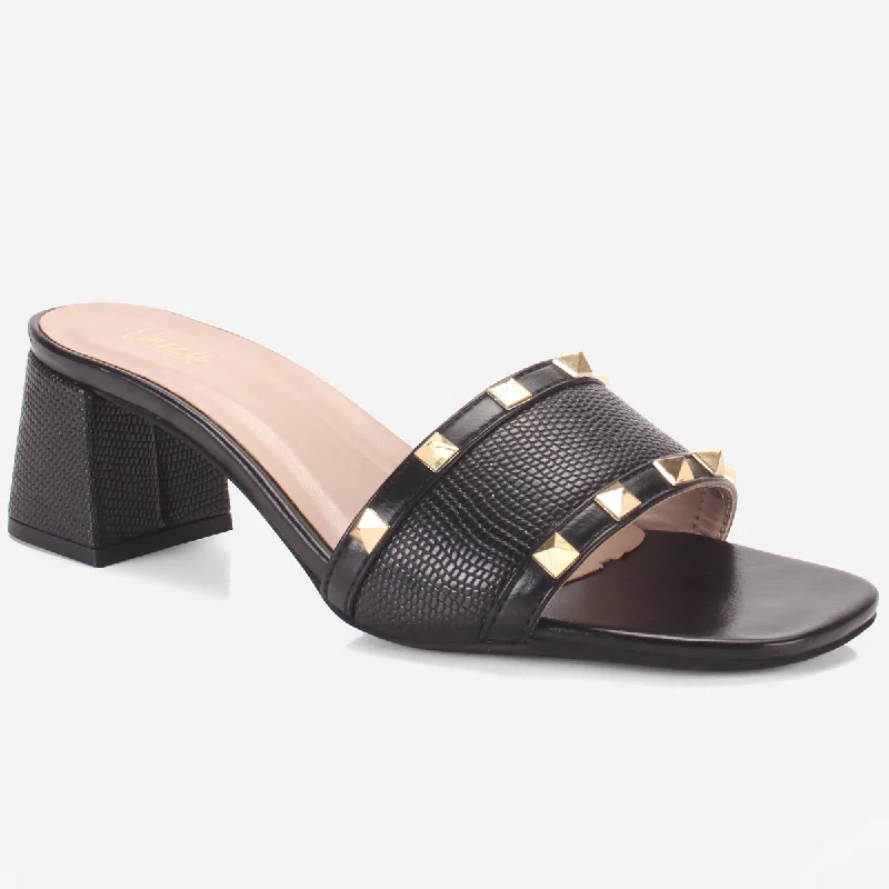 High Fashion Work Boots Womens "DEENA" Decorated Block Heeled Sandals