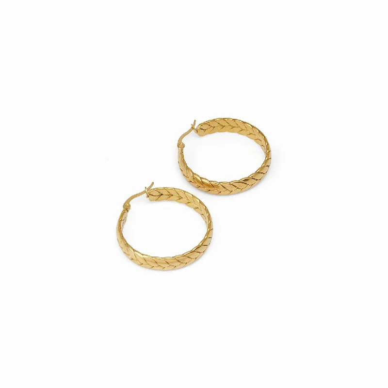 Big Savings, Big Smiles Elegant Chain Woven Hoop Earrings - 18k Gold Plated