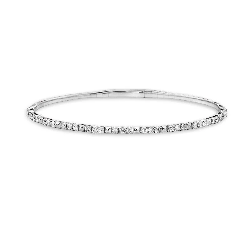 Clearance Sale Delicate Necklace Halfway Flexible Diamond & Studs Thin Flexible Bangle Bracelet Cuff (0.95 ct.) in 14K Gold Clearance Sale Delicate Necklace Halfway Flexible Diamond & Studs Thin Flexible Bangle Bracelet Cuff (0.95 ct.) in 14K Gold