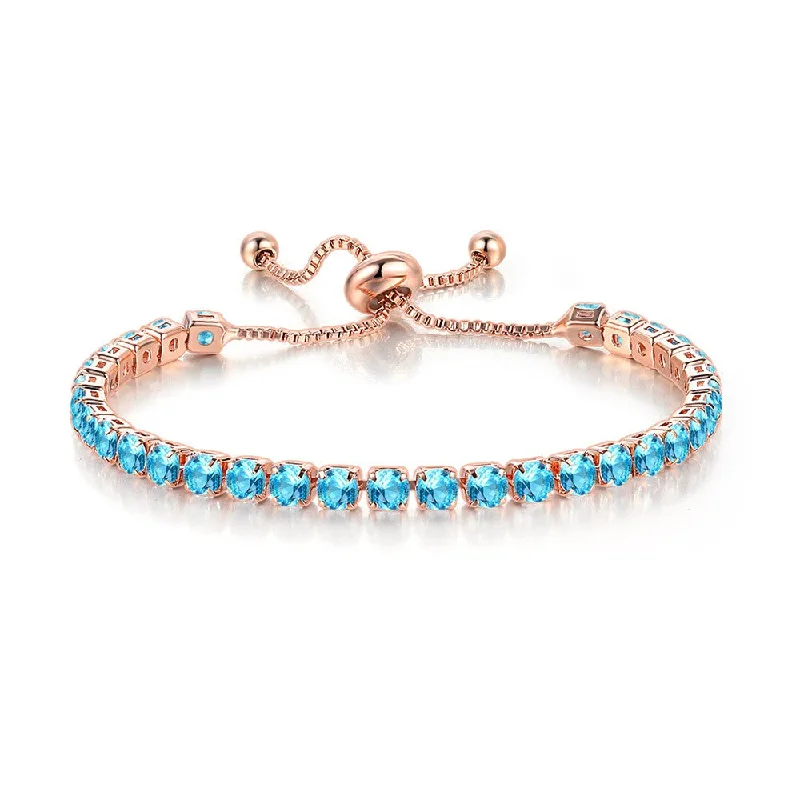 Limited Time, Unlimited Deals Dangle Earrings 10k Rose Gold 6 Cttw Created Blue Topaz Round Adjustable Tennis Plated Bracelet
