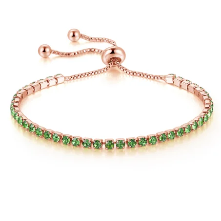 New Arrivals on Discount Celestial Jewelry 10k Rose Gold 6 Cttw Created Peridot Round Adjustable Tennis Plated Bracelet