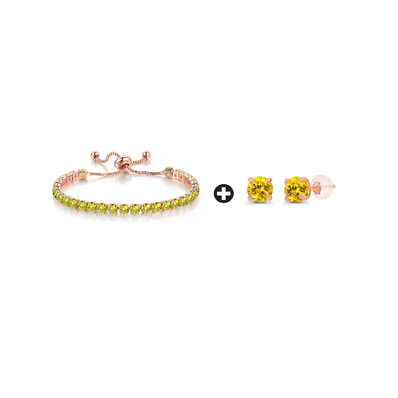 Exclusive Offers for Our Valued Customers Black Pearl Necklace 10k Rose Gold 7 Cttw Created Yellow Sapphire Round Adjustable Tennis Plated Bracelet and Earrings Set