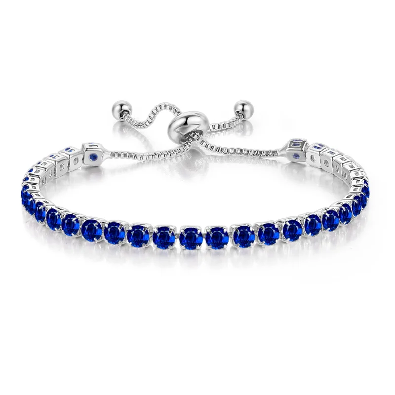 Limited Time, Unlimited Deals Sapphire Pendant 10k White Gold 6 Cttw Created Blue Sapphire Round Adjustable Tennis Plated Bracelet