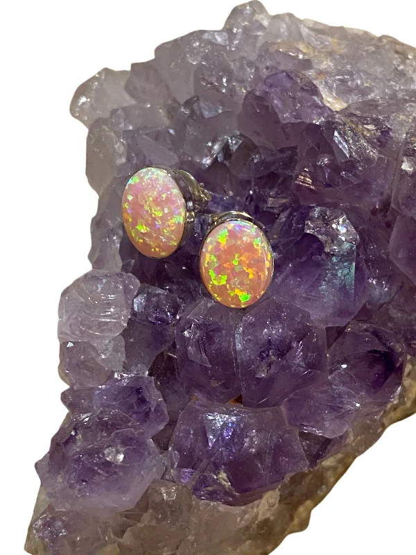 Massive Clearance Sale Designer Necklace Pink Opal Oval Posts