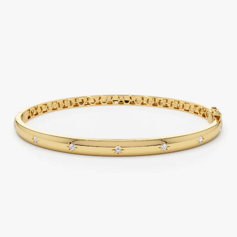 Exclusive Members - Only Sale Handmade Chain 14k 4mm Dome Star Setting Diamond Bangle Bracelet Exclusive Members - Only Sale Handmade Chain 14k 4mm Dome Star Setting Diamond Bangle Bracelet