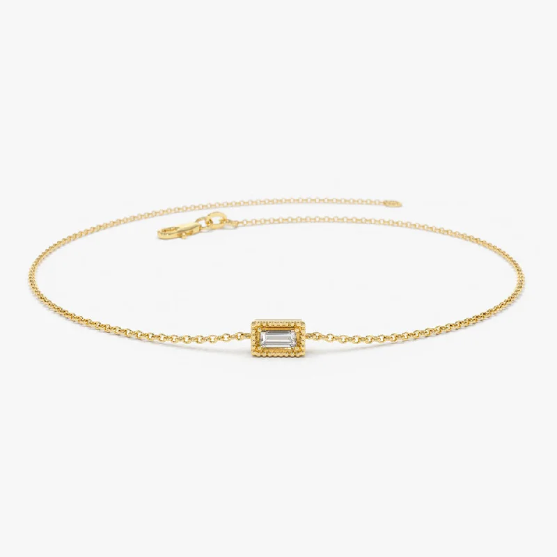 Flash Sale Dainty Bracelet 14K Gold Dainty Baguette Diamond Bracelet