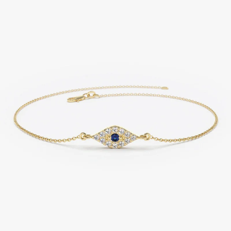 Exclusive Members - Only Sale Gold Choker 14k Diamond and Sapphire Evil Eye Bracelet Exclusive Members - Only Sale Gold Choker 14k Diamond and Sapphire Evil Eye Bracelet