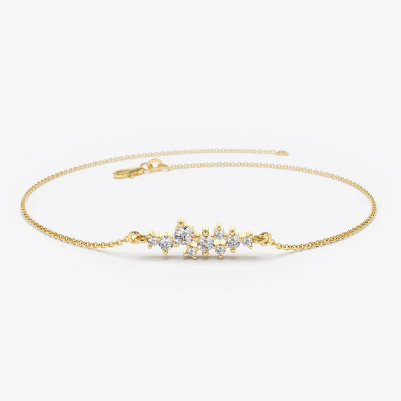 New Arrivals Elegant Jewelry 14k Diamond Cluster Bracelet